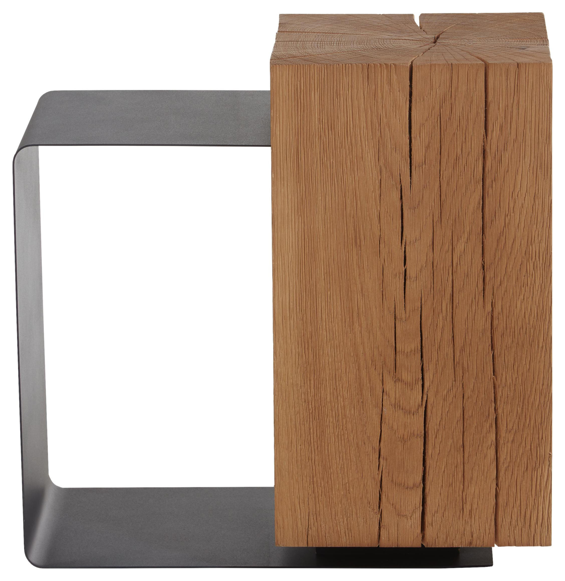 BEISTELLTISCH 55/35,5/55,5 cm Kerneiche vollmassiv Anthrazit, Eichefarben quadratisch  - Eichefarben/Anthrazit, Natur, Holz/Metall (55/35,5/55,5cm)