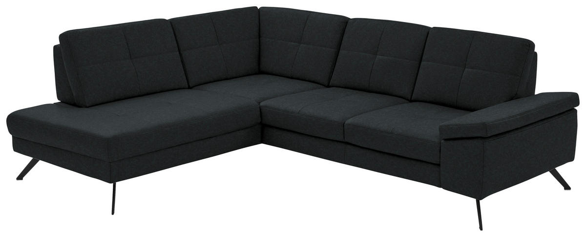 ECKSOFA in Lederlook, Mikrofaser Anthrazit  - Anthrazit/Schwarz, Design, Textil/Metall (194/261cm) - Beldomo System