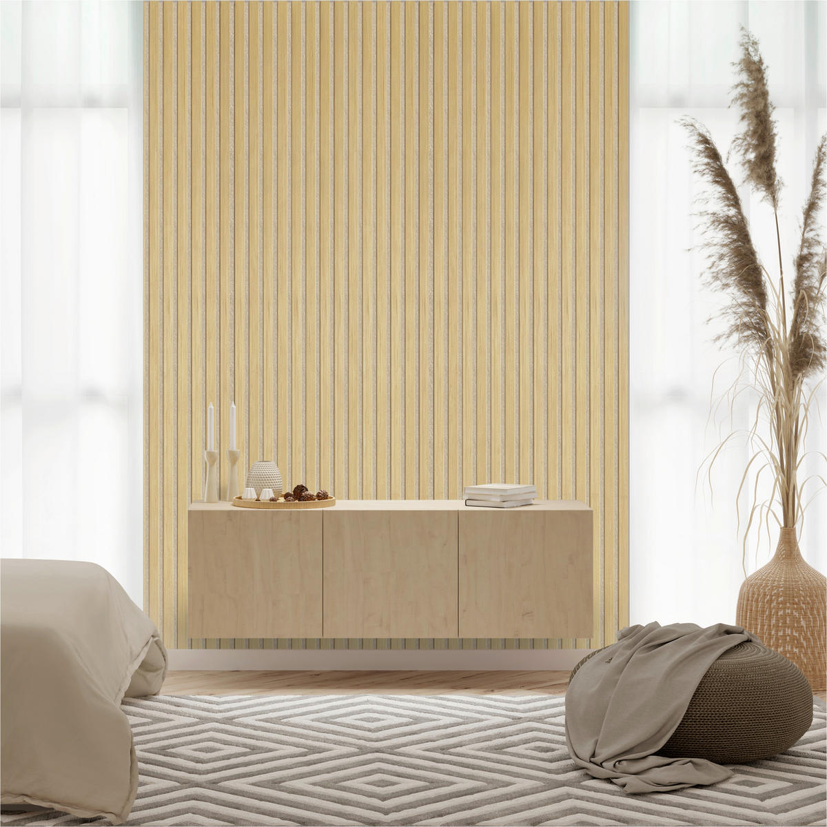 AKUSTIKPANEEL Echtholz Lean  - Eichefarben/Beige, KONVENTIONELL, Holz/Kunststoff (244/28/1.6cm) - Novel