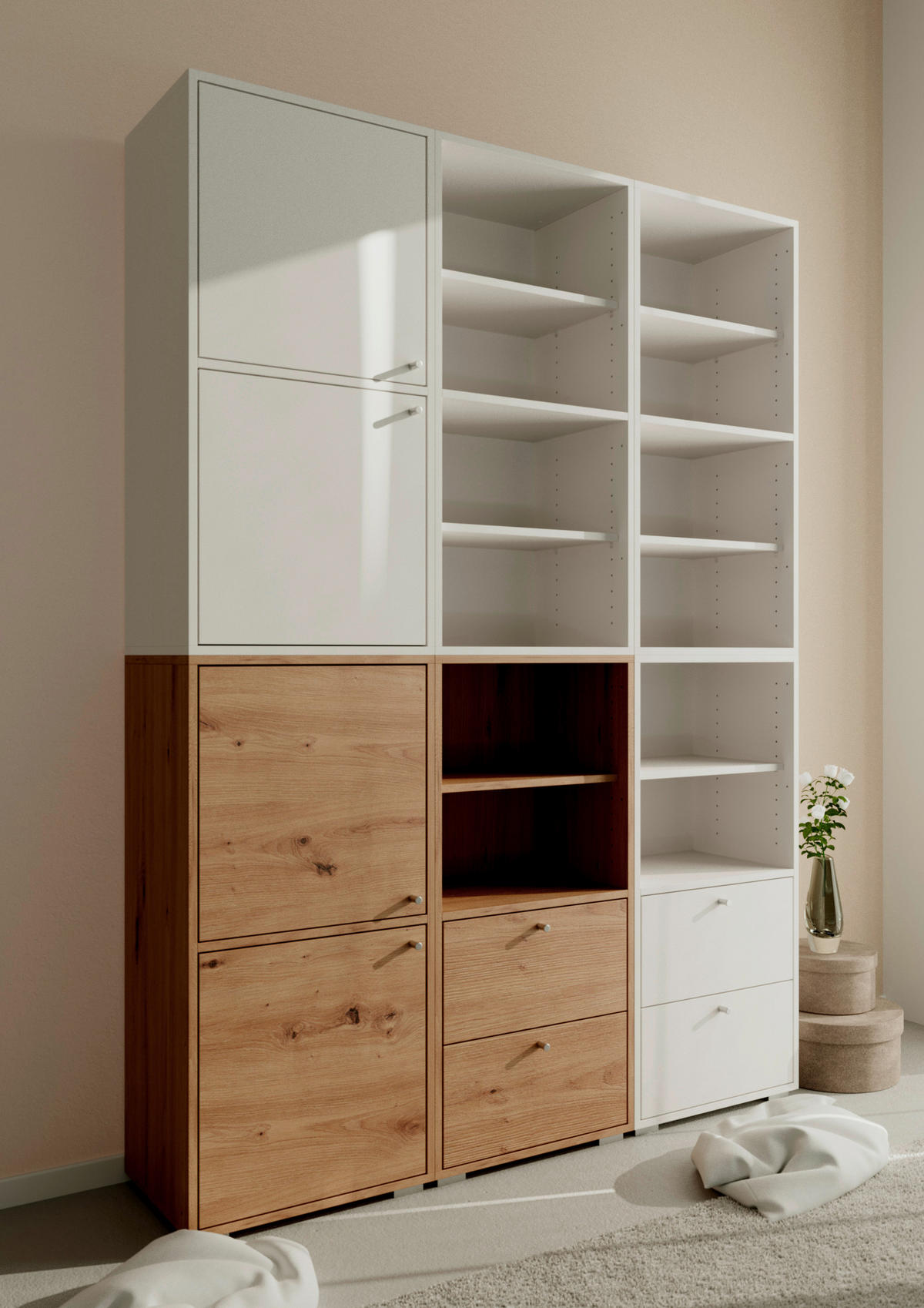 REGAL  46/96,5/33,5 cm Eiche Artisan  - Alufarben/Eiche Artisan, Design, Holzwerkstoff/Kunststoff (46/96,5/33,5cm) - MID.YOU