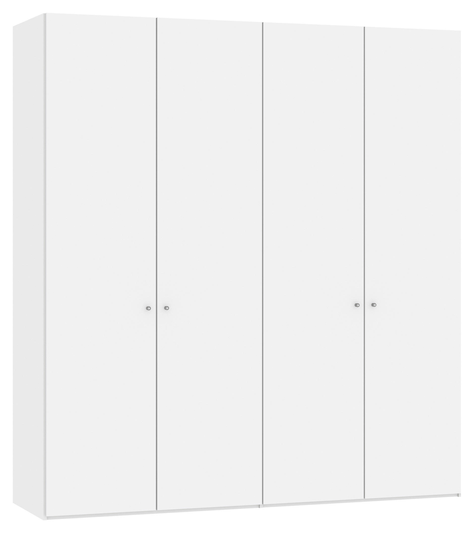 DREHTÜRENSCHRANK  in Weiß  - Silberfarben/Weiß, Design, Glas/Holzwerkstoff (203/220/40cm) - Jutzler