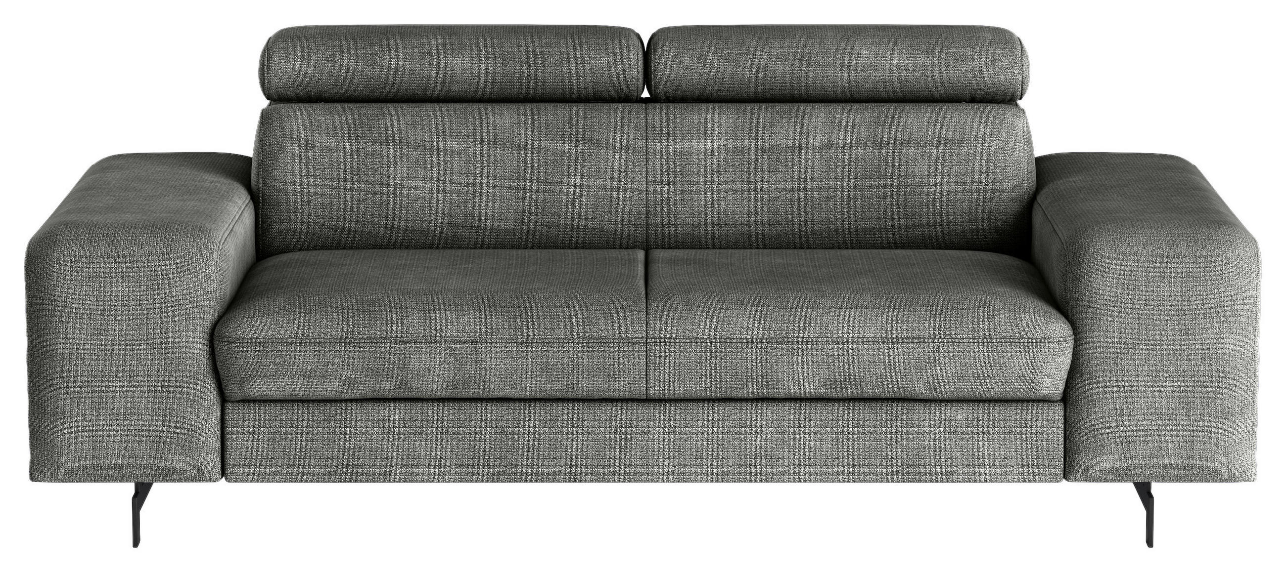 3-SITZER-SOFA Chenille Grau  - Schwarz/Grau, Textil/Metall (217/81/100cm) - MID.YOU