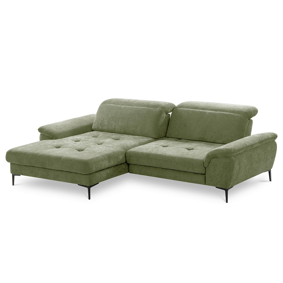 ECKSOFA  Webstoff Grün  - Schwarz/Grün, Design, Textil/Metall (195/268cm) - Livetastic