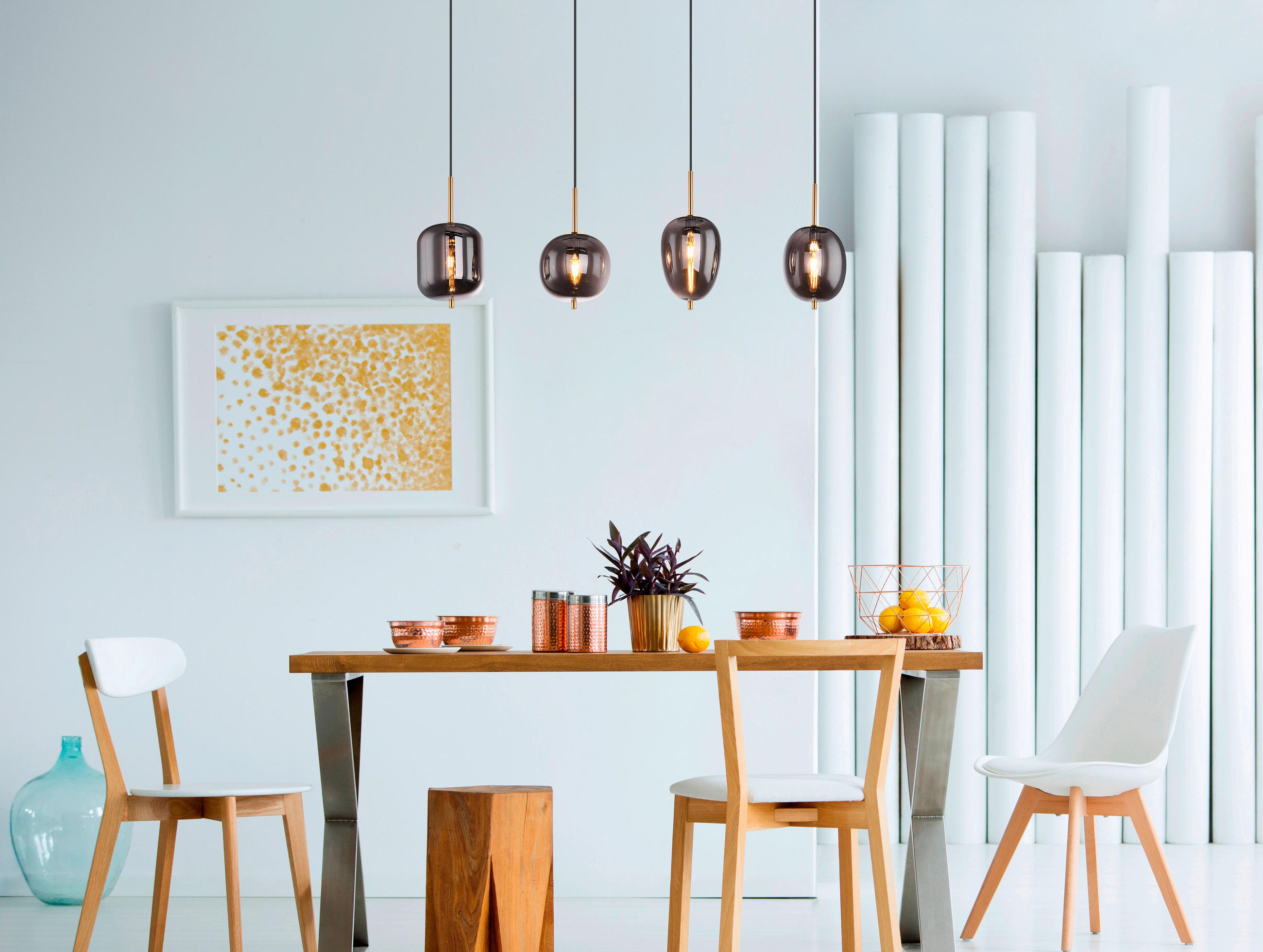 HÄNGELEUCHTE 110/18,5/120 cm   - Messingfarben, Design, Glas/Metall (110/18,5/120cm) - Globo