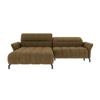 ECKSOFA Olivgrün Flachgewebe Rücken echt, Kopfteilverstellung, Sitztiefenverstellung  - Schwarz/Olivgrün, KONVENTIONELL, Textil/Metall (175/272cm) - Carryhome