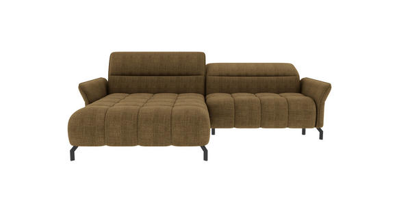 ECKSOFA Olivgrün Flachgewebe Rücken echt, Kopfteilverstellung, Sitztiefenverstellung  - Schwarz/Olivgrün, KONVENTIONELL, Textil/Metall (175/272cm) - Carryhome