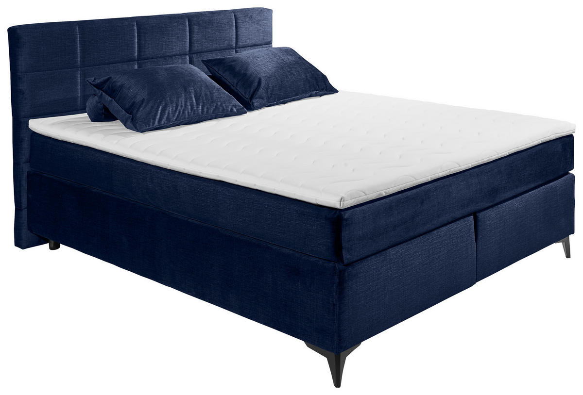 BOXSPRINGBETT 180/200 cm  in Blau  - Blau/Schwarz, Design, Holzwerkstoff/Kunststoff (180/200cm) - Xora