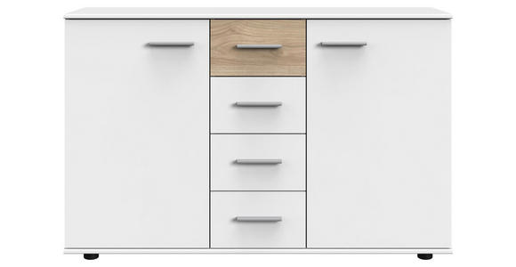SIDEBOARD in 130/83/41 cm - Eichefarben/Alufarben, KONVENTIONELL, Holzwerkstoff/Kunststoff (130/83/41cm) - Carryhome
