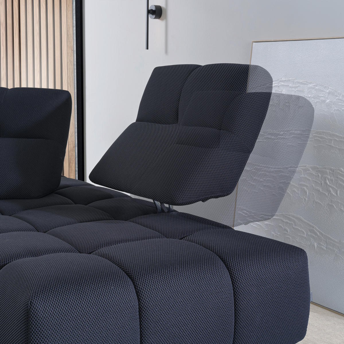 ECKSOFA in Struktur Schwarz  - Schwarz, Design, Kunststoff/Textil (313/233cm) - Emilio Belluti