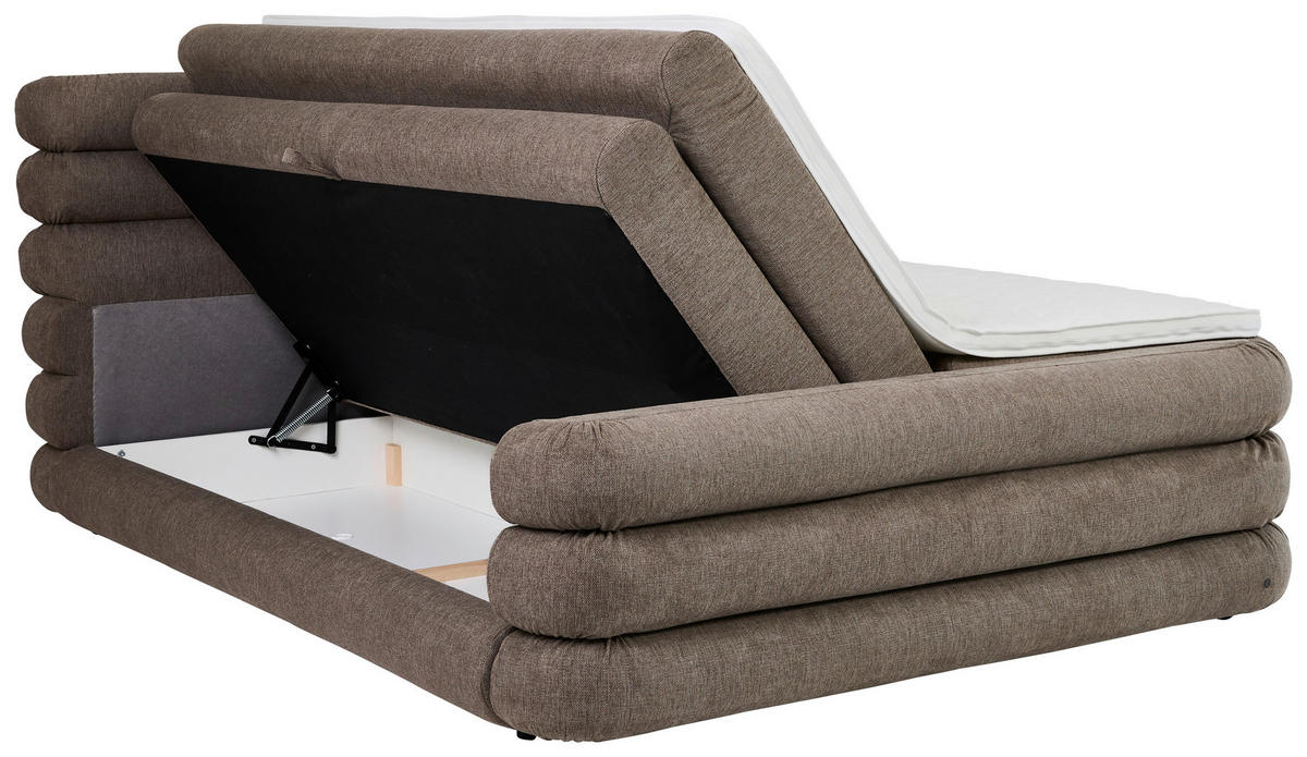 BOXSPRINGBETT 160/200 cm,  in Braun, Bettkasten, Topper, Matratzen, H3 = fest  - Schwarz/Braun, Design, Kunststoff/Textil (160/200cm) - Tom Tailor