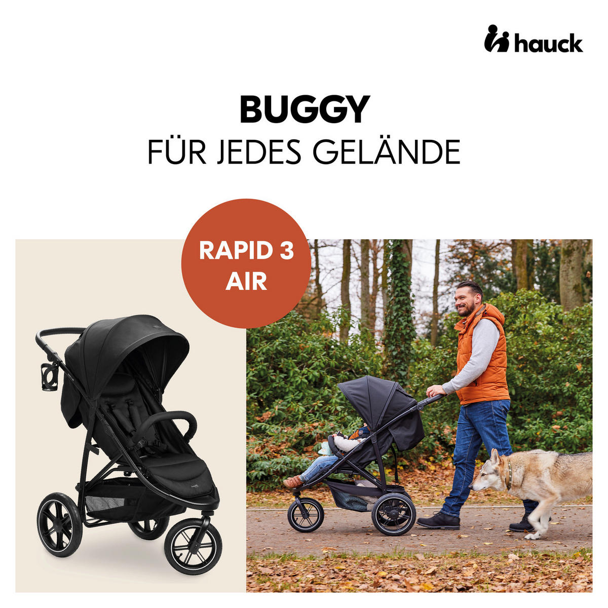 BUGGY Rapid 3 Air  - Schwarz, Basics, Kunststoff/Textil (61/110/114cm) - Hauck