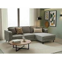 ECKSOFA 232/161 cm WATKINS in Cord Grau  232/161 cm  - Schwarz/Grau, MODERN, Textil/Metall (232/161cm) - Trendmanufaktur