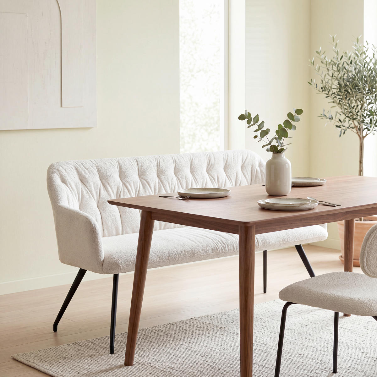 KLOP, kovina, tekstil krem barve, črna  - črna/krem barve, Design, kovina/tekstil (159/82/62cm) - Stylife