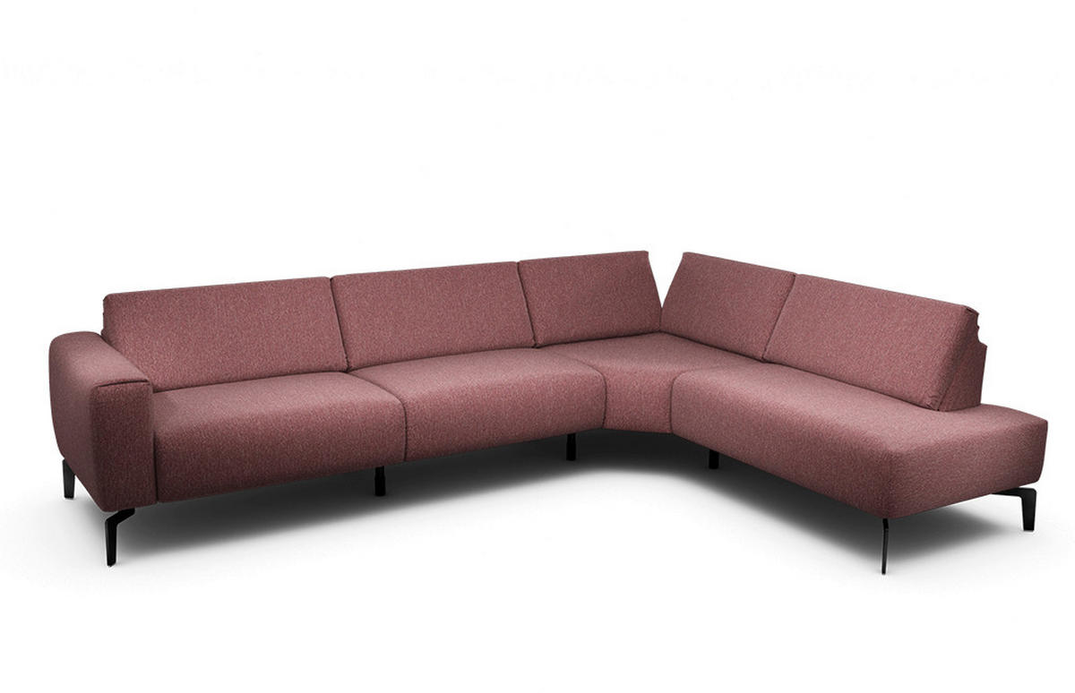 ECKSOFA Cosy Rot Chenille  - Rot/Schwarz, Design, Textil/Metall (296/213cm) - SENSOO