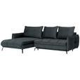 ECKSOFA in Flachgewebe Blau, Grün  - Blau/Schwarz, Design, Textil/Metall (180/273cm) - Hom`in