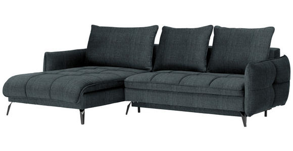 ECKSOFA in Flachgewebe Blau, Grün  - Blau/Schwarz, Design, Textil/Metall (180/273cm) - Hom`in