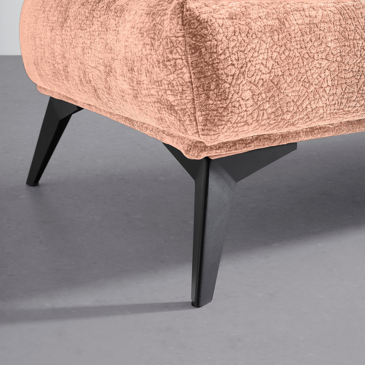 HOCKER Textil Altrosa  - Schwarz/Altrosa, Modern, Textil/Metall (122/47/68cm) - MID.YOU
