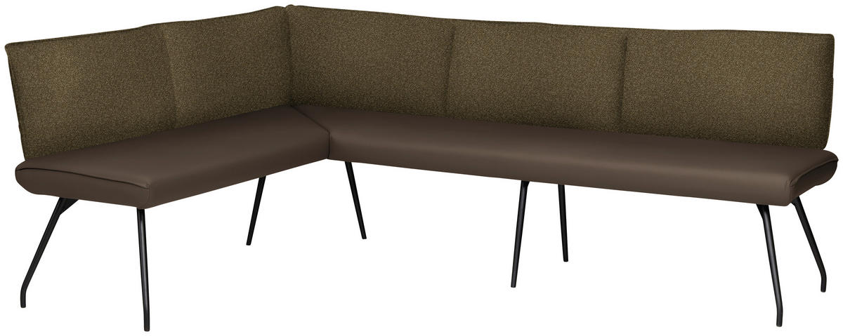 ECKBANK 165/225 cm  in Braun  - Schwarz/Braun, Design, Textil/Metall (165/225cm) - Moderano