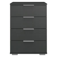 NOČNA OMARICA, barve grafita  - barve kroma/barve aluminija, Design, kovina/umetna masa (52/74/38cm) - Carryhome