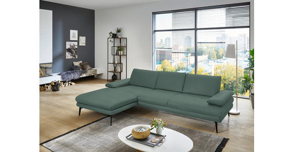 ECKSOFA in Echtleder Opal 180/310 cm - Opal/Schwarz, Design, Leder/Metall (180/310cm) - Dieter Knoll