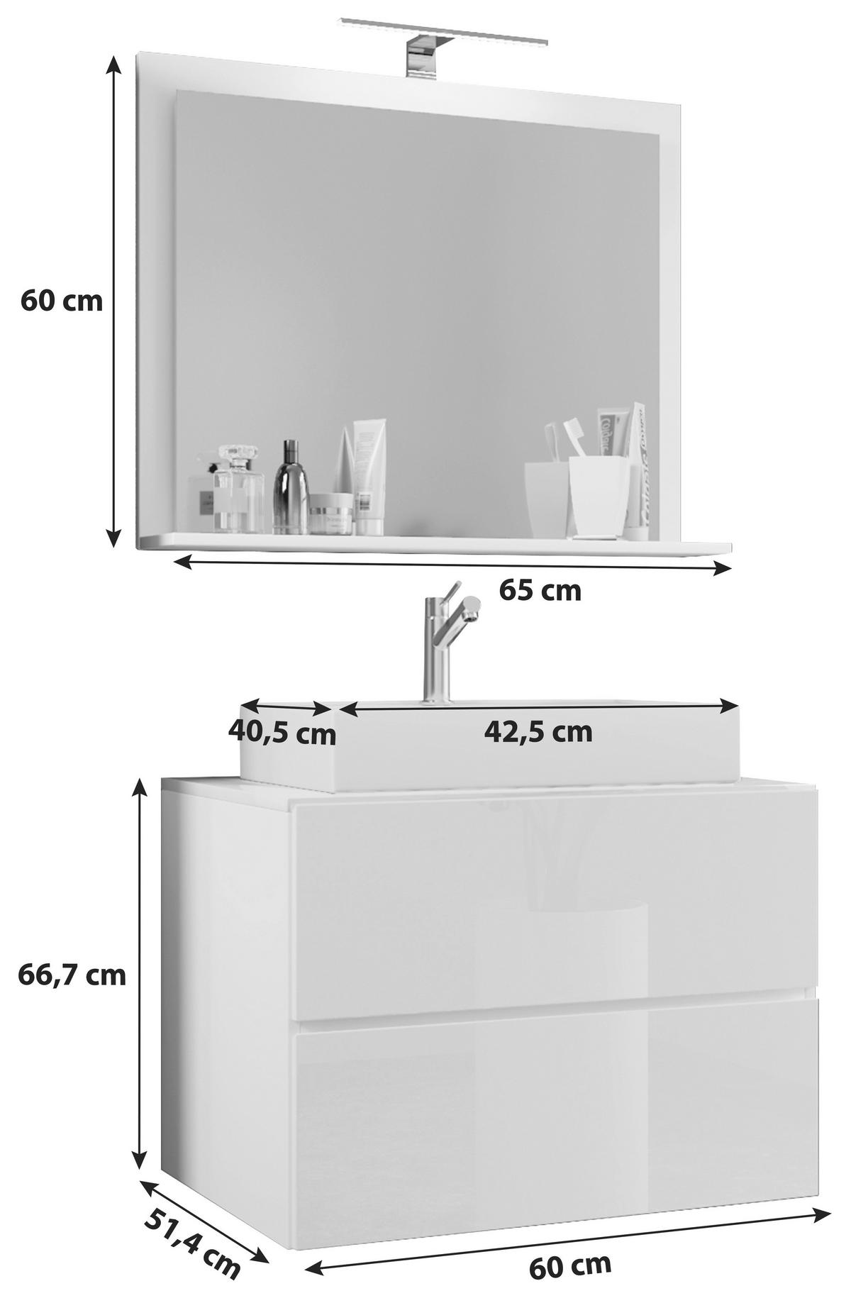 BADEZIMMER 3-teilig  in 60 cm  - Anthrazit/Weiß, MODERN, Keramik/Holzwerkstoff (60cm) - MID.YOU