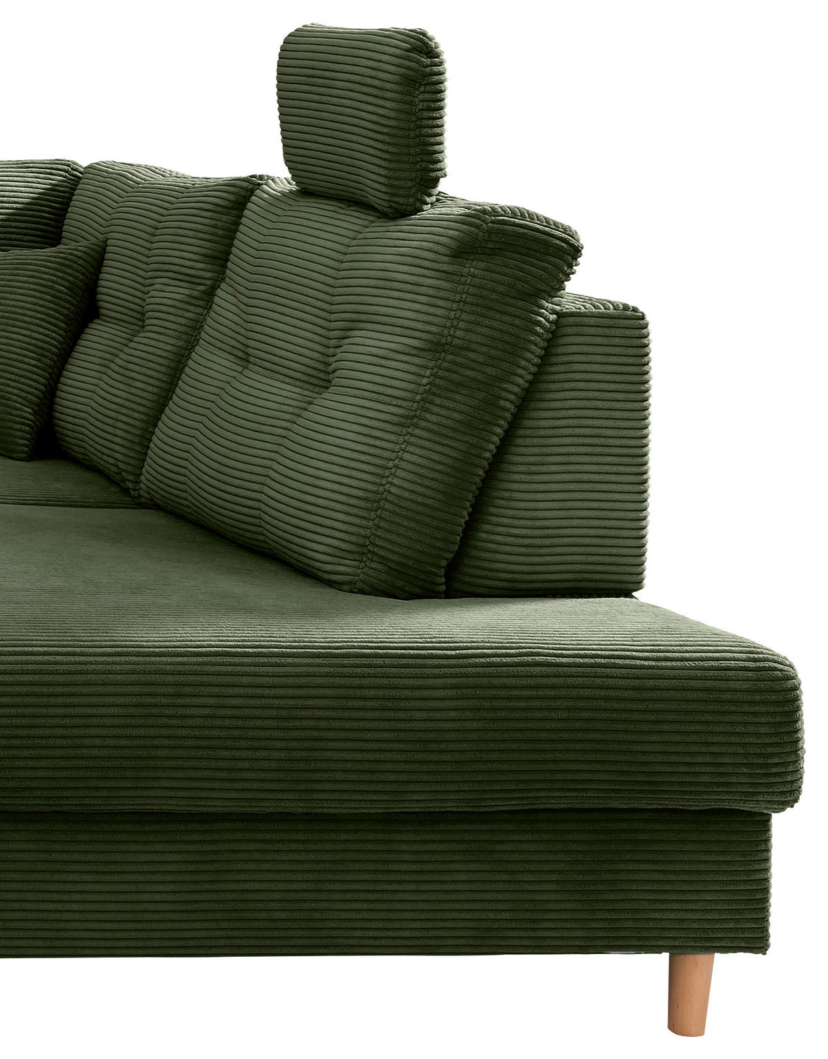 WOHNLANDSCHAFT in Cord Dunkelgrün  - Dunkelgrün/Naturfarben, Modern, Holz/Textil (176/338-352/206cm) - Livetastic