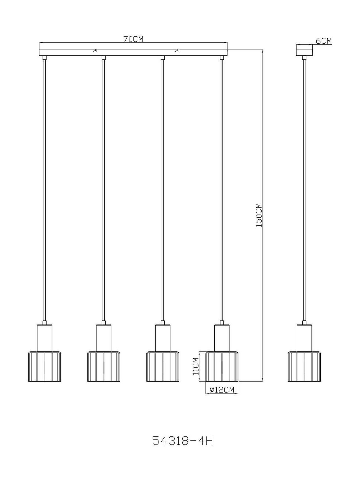HÄNGELEUCHTE 78/12/150 cm  - Klar/Chromfarben, Design, Glas/Kunststoff (78/12/150cm) - Globo