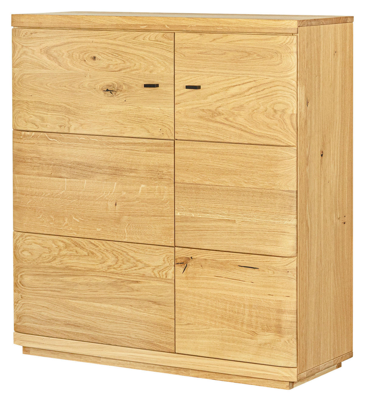 SCHUHSCHRANK Eiche massiv Eichefarben  - Eichefarben/Schwarz, Natur, Holz/Metall (99/108,6/38cm) - Linea Natura