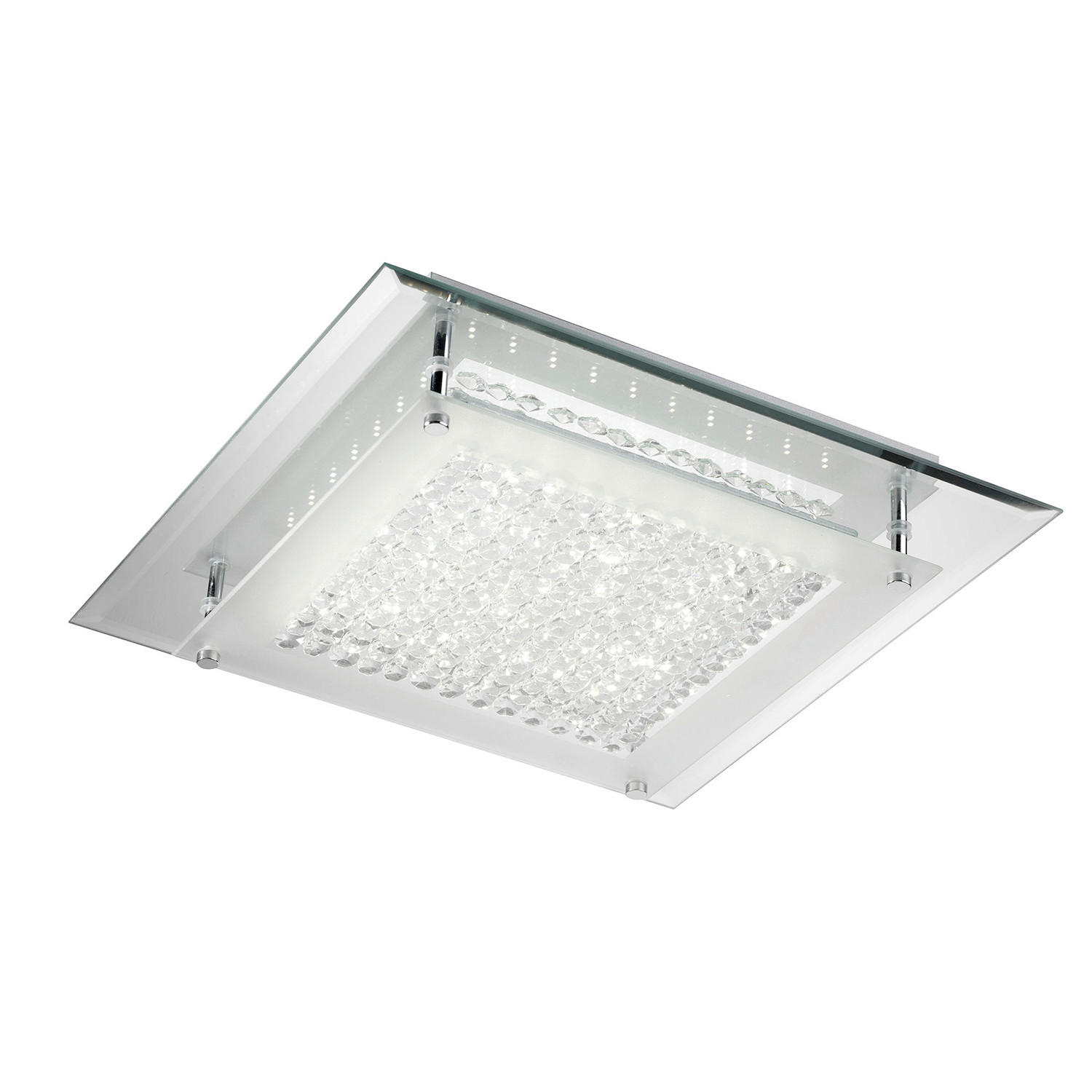 LED-DECKENLEUCHTE 34/34/7 cm   - Klar/Chromfarben, Design, Glas/Metall (34/34/7cm)