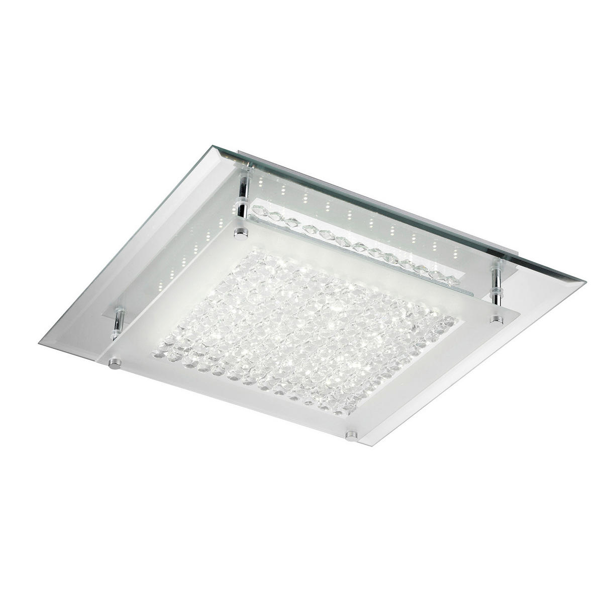 LED-DECKENLEUCHTE 34/34/7 cm   - Klar/Chromfarben, Design, Glas/Metall (34/34/7cm)