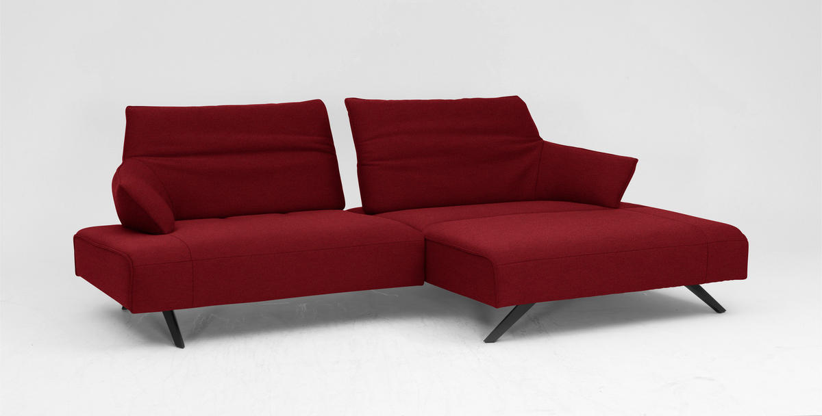 ECKSOFA in Struktur Rot  - Anthrazit/Rot, Design, Textil/Metall (276/165cm) - Himolla