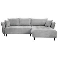 ECKSOFA in Chenille Hellgrau  - Hellgrau/Schwarz, Konventionell, Holz/Textil (290/160cm) - MID.YOU