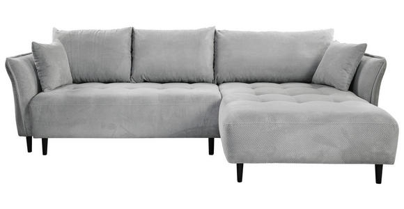 ECKSOFA Hellgrau Chenille  inkl. Zierkissen, Rückenkissen, Bettkasten, Schlaffunktion, Liegefläche im Originalstoff  - Hellgrau/Schwarz, KONVENTIONELL, Holz/Textil (290/160cm) - Carryhome