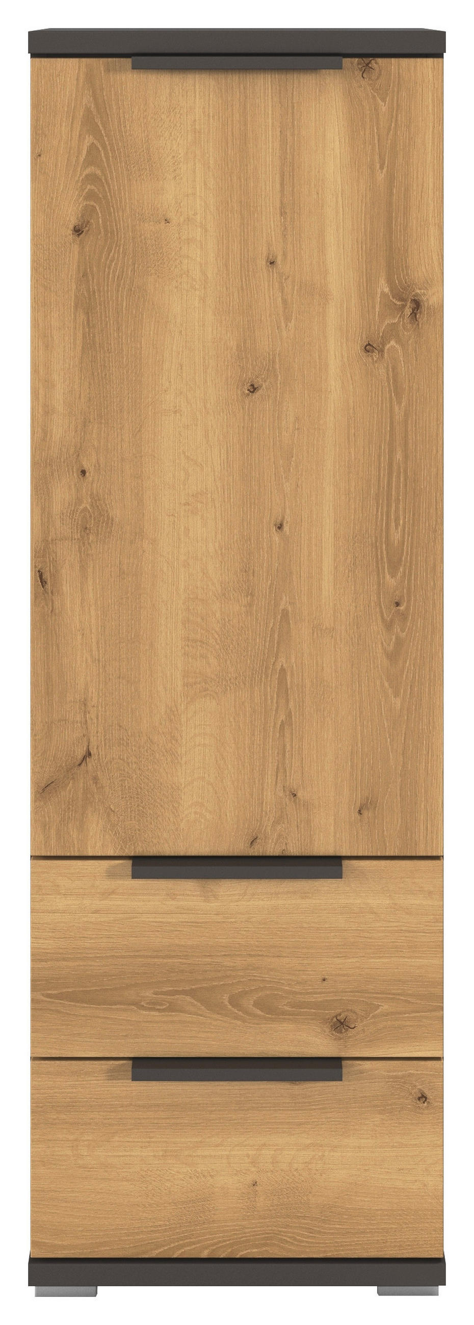 HIGHBOARD  in 40/122/42 cm  - Eichefarben/Graphitfarben, KONVENTIONELL, Holzwerkstoff/Metall (40/122/42cm) - Xora