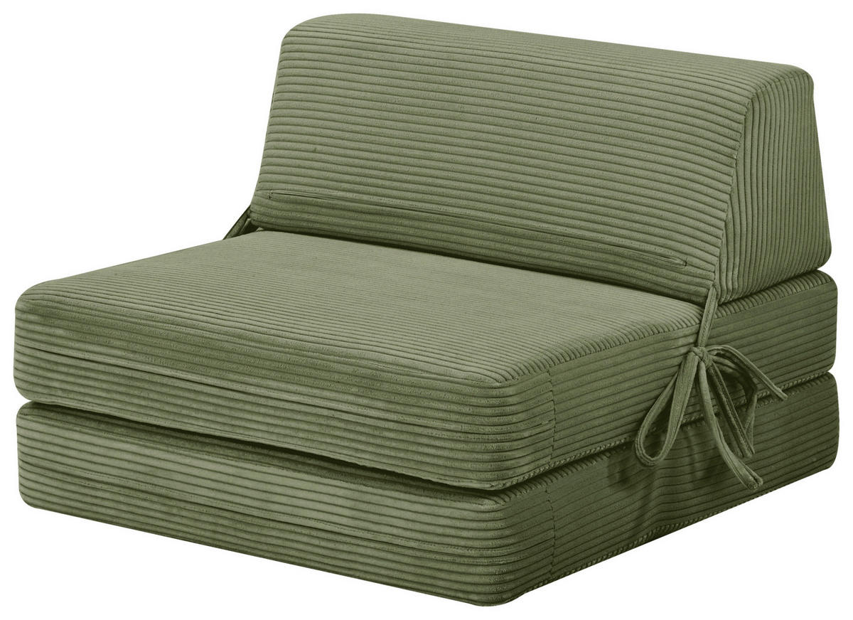 SCHLAFSESSEL Cord Olivgrün    - Olivgrün, Design, Textil/Metall (65/57/81cm) - Livetastic