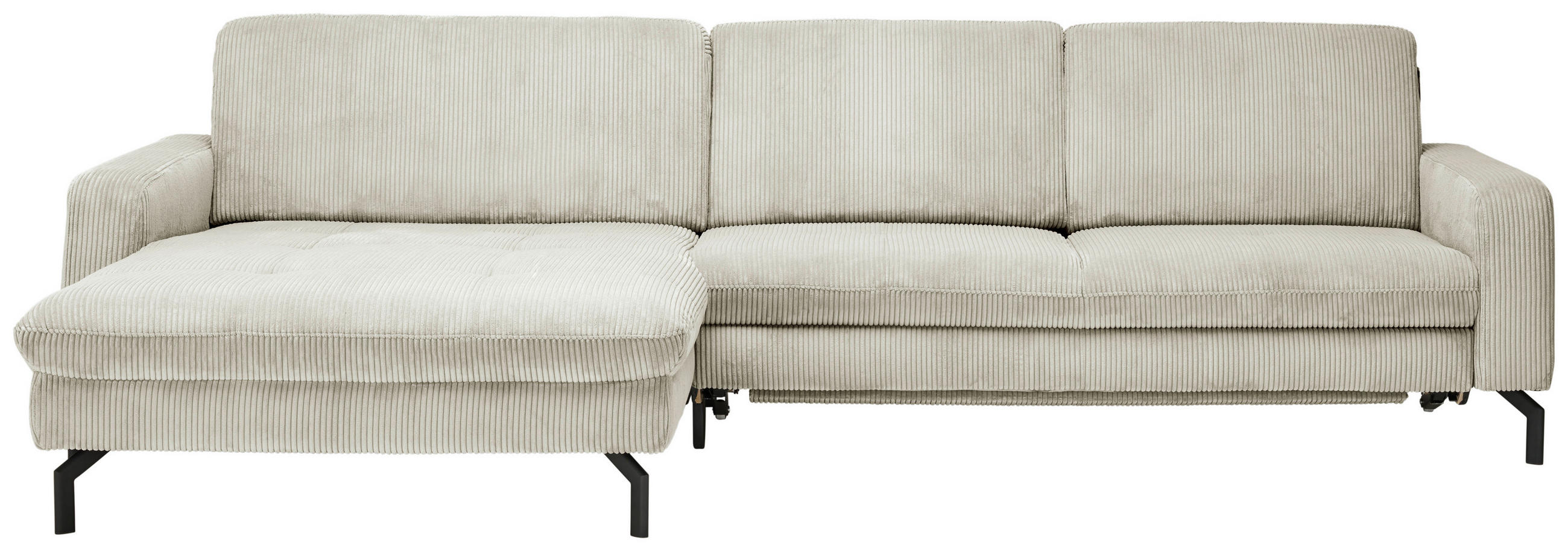 ECKSOFA Creme Cord  - Creme/Schwarz, Design, Textil/Metall (178/302cm) - Carryhome