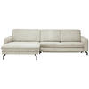 ECKSOFA in Cord Creme  - Creme/Schwarz, Design, Textil/Metall (178/302cm) - Beldomo Style