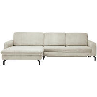 ECKSOFA in Cord Creme  - Creme/Schwarz, Design, Textil/Metall (178/302cm) - Beldomo Style