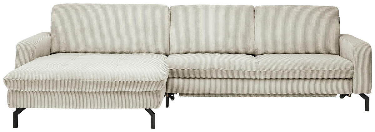 ECKSOFA in Cord Creme  - Creme/Schwarz, Design, Textil/Metall (178/302cm) - Beldomo Style