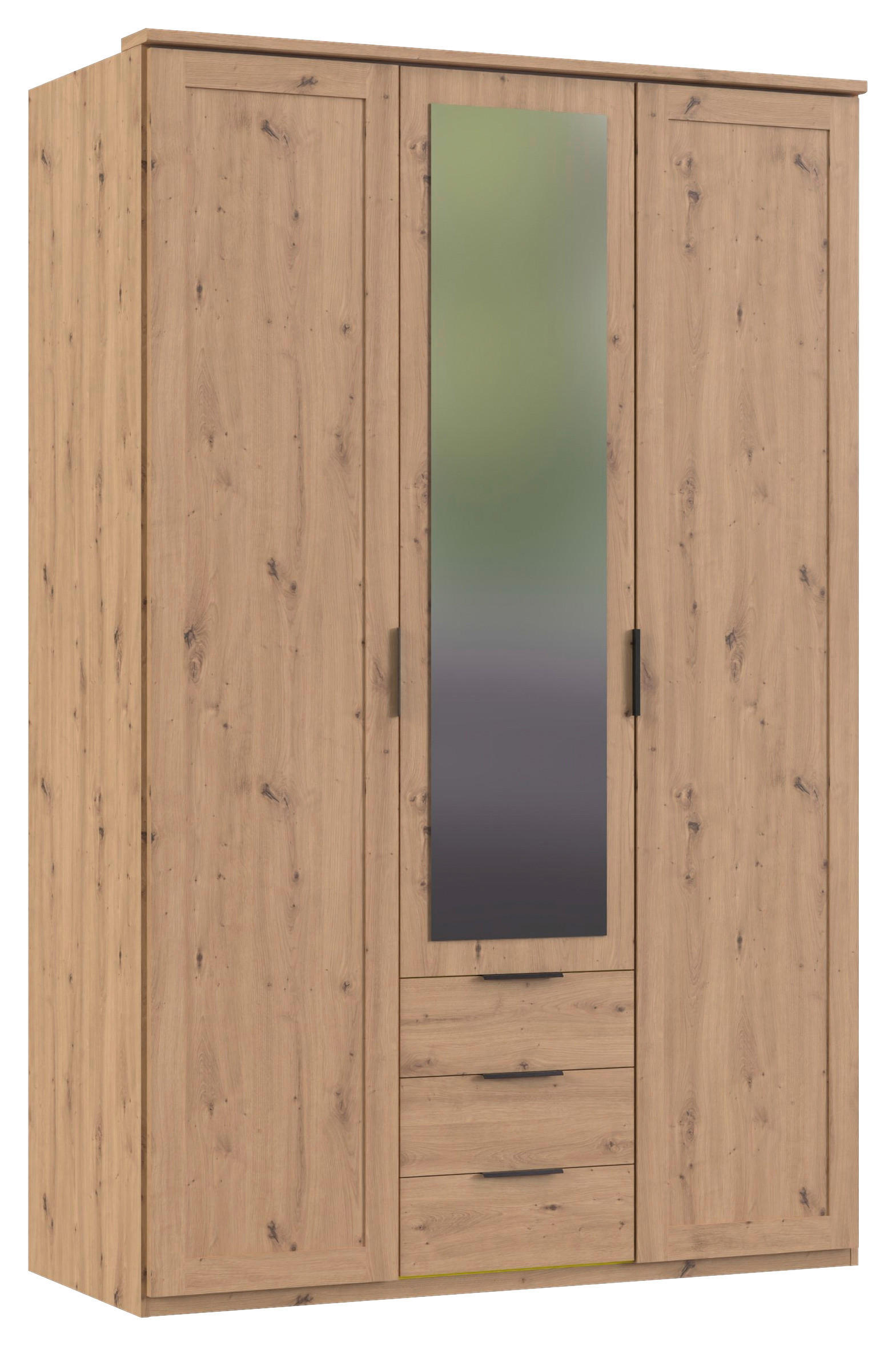 DREHTÜRENSCHRANK in Eiche Artisan - Schwarz/Eiche Artisan, Konventionell, Glas/Holzwerkstoff (135/210/58cm) - MID.YOU