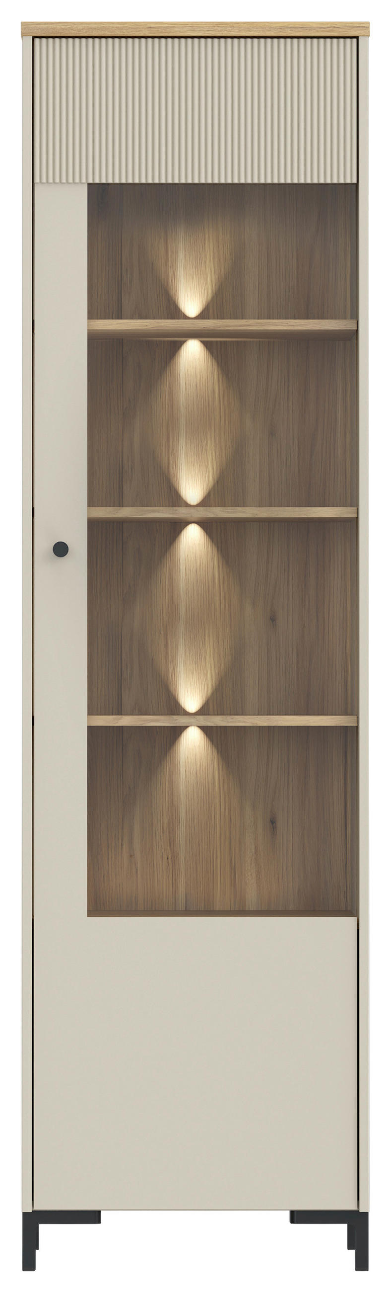 VITRINA 53,4/191/41,9 cm   - boje hrasta/boje pijeska, Moderno, staklo/drvni materijal (53,4/191/41,9cm)