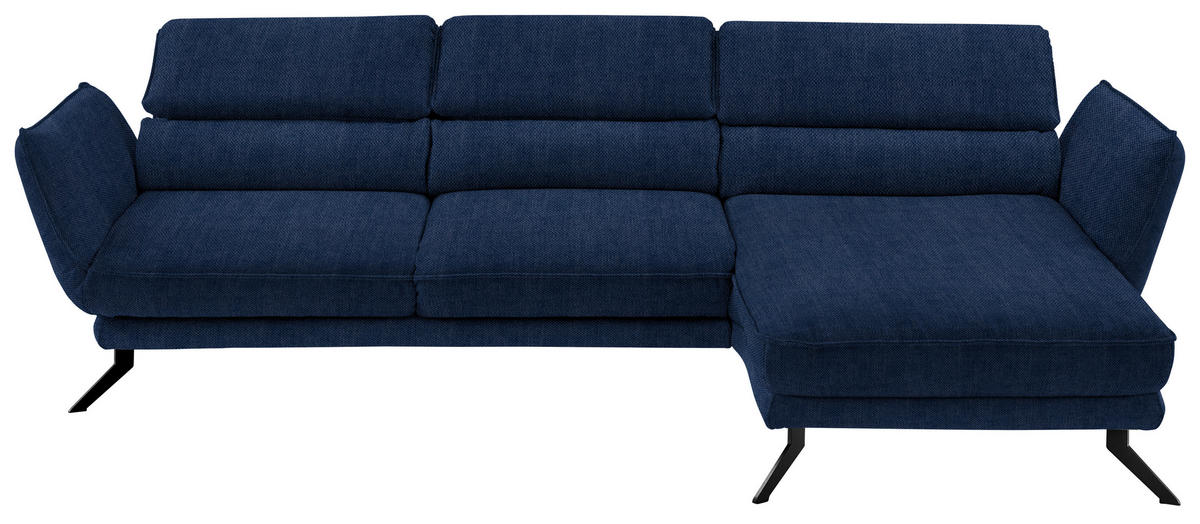 ECKSOFA Velours Royalblau  - Royalblau/Schwarz, Design, Textil/Metall (283/153cm) - Valdera