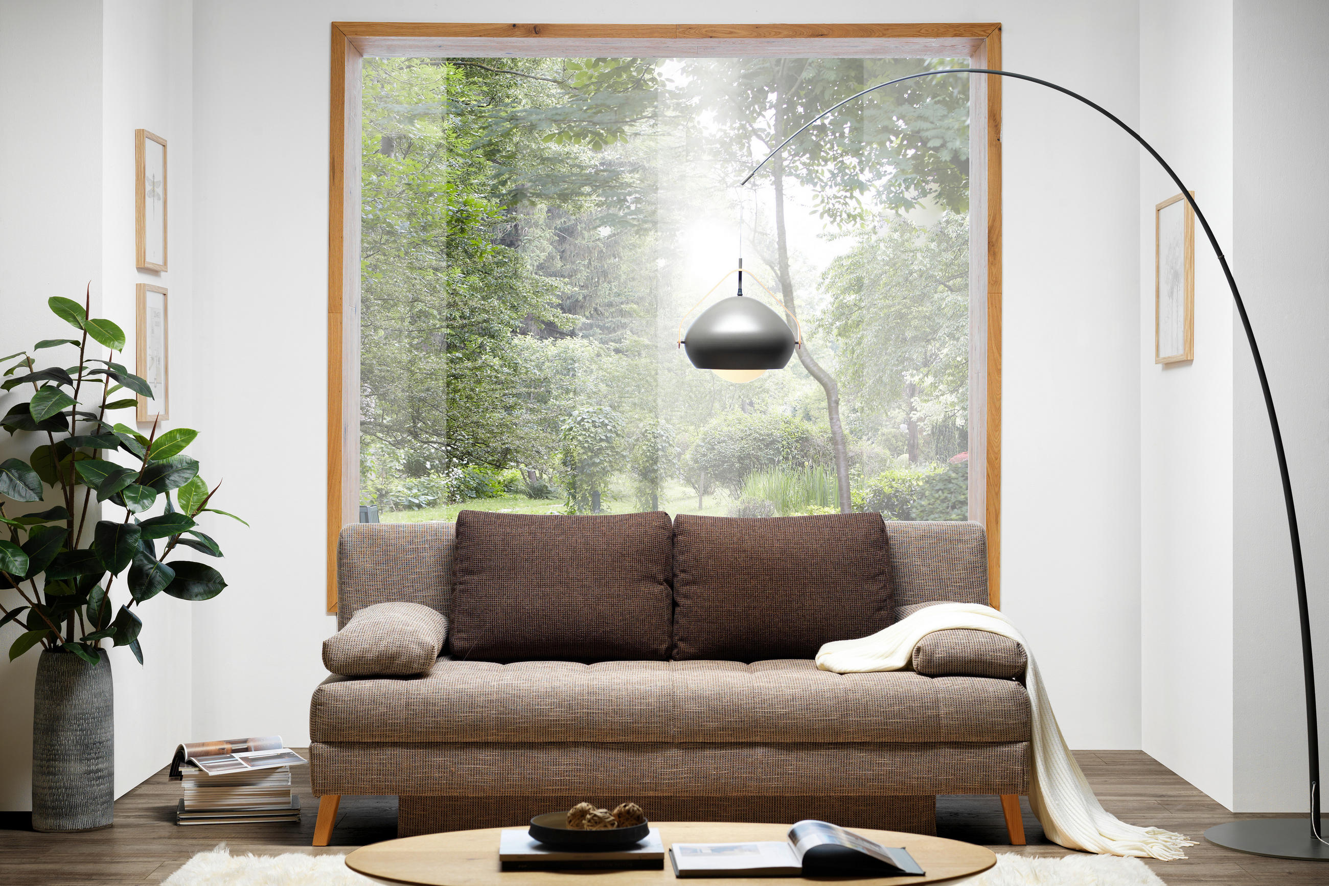 SCHLAFSOFA Webstoff Beige  - Beige/Naturfarben, KONVENTIONELL, Holz/Textil (195/90/90cm) - Cantus