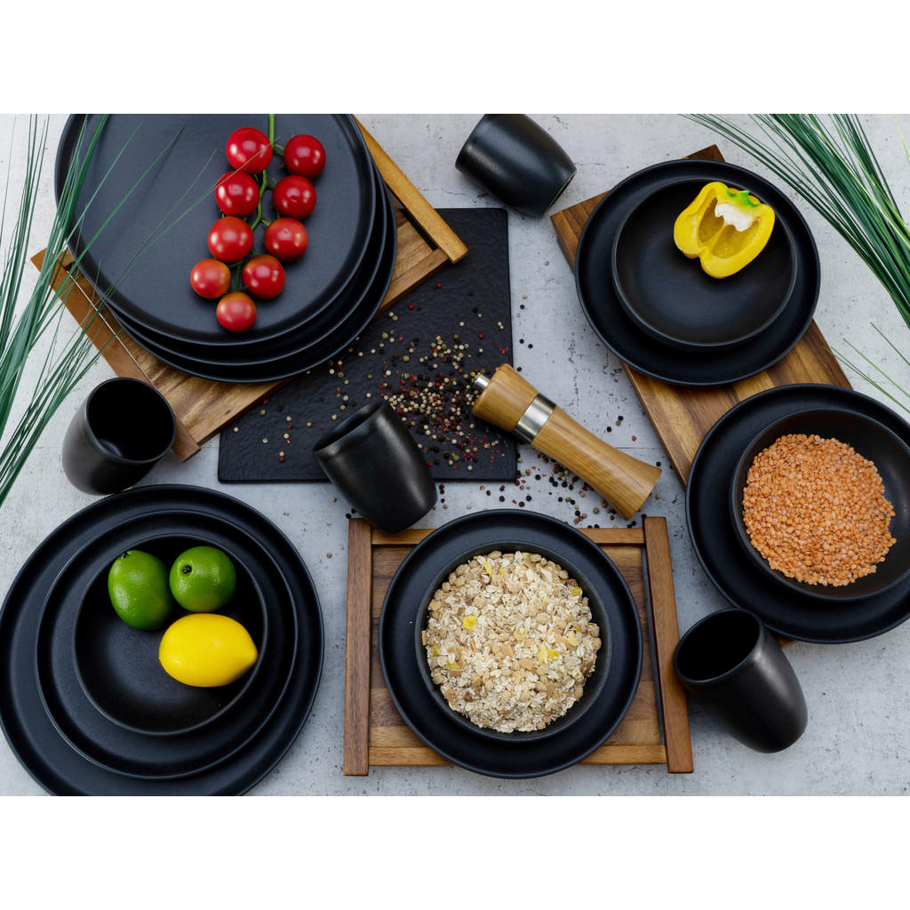 Thumbnail - Creatable Kombiservice Uno, Schwarz, Keramik, 16-teilig, Uni, 370 ml,400 ml, Essen & Trinken, Geschirr, Geschirr-Sets, K...