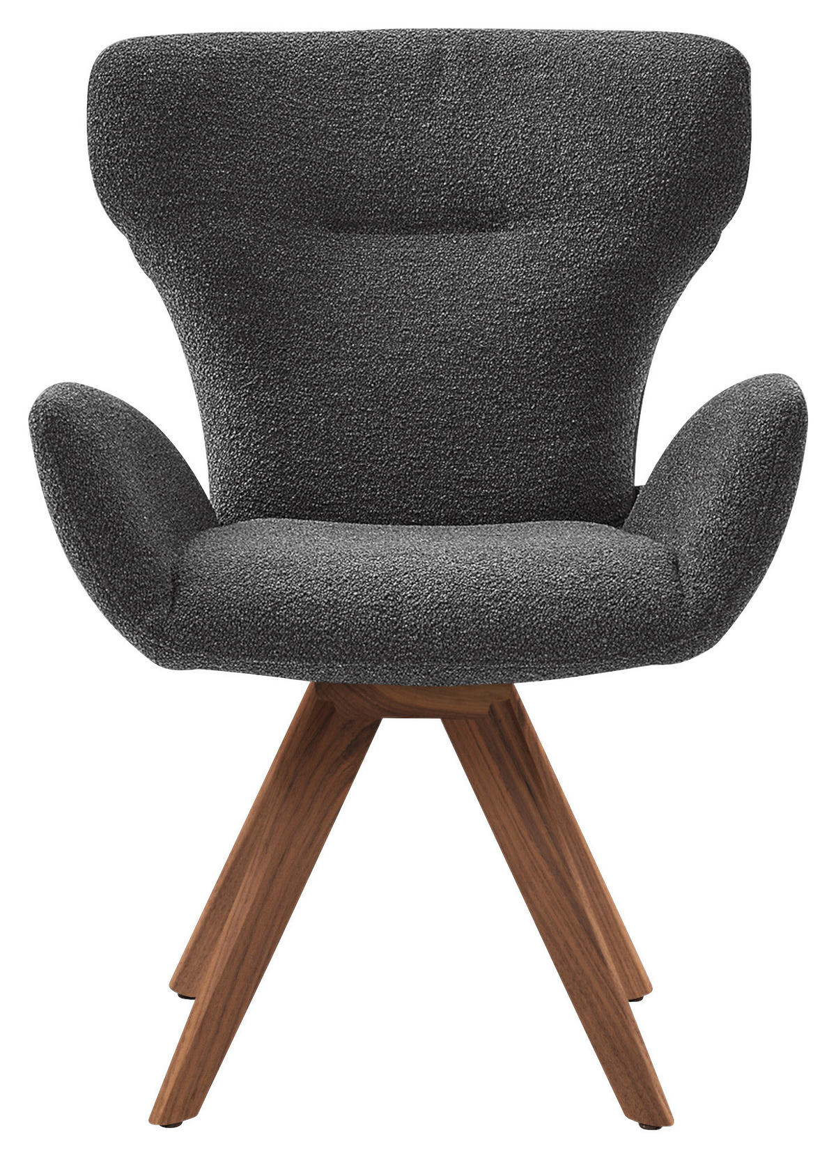 ARMLEHNSTUHL drehbar  Stoffauswahl, Typenauswahl, Sitzfläche 360° drehbar, inklusive Armlehnen, Gestellauswahl, automatische Rückholfunktion, gepolsterte Armlehnen Bouclé  - Schwarz, Design, Holz/Textil (65/93/68cm) - Musterring