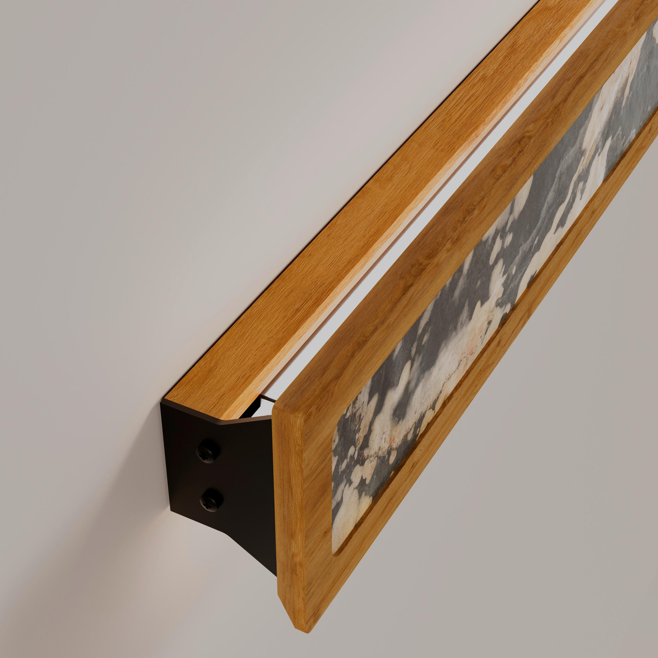 LED-WANDLEUCHTE Schliersee 38/6/8 cm   - Eichefarben/Anthrazit, Natur, Holz/Stein (38/6/8cm) - Waldwelt