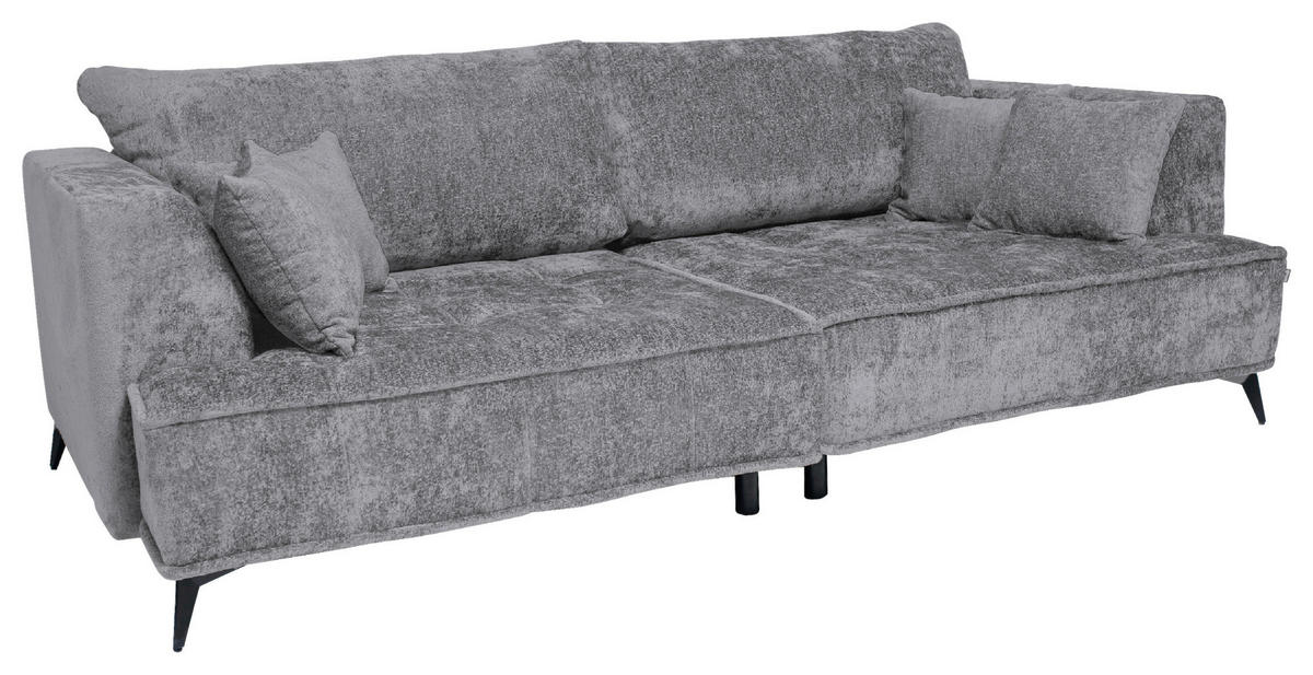 BIGSOFA Chenille Dunkelgrau  - Dunkelgrau/Schwarz, Design, Textil/Metall (250/90/120cm) - home24