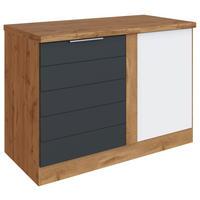 ECKUNTERSCHRANK 120/86/60 cm  - Eiche Wotan/Grau, Design, Holzwerkstoff/Metall (120/86/60cm) - Held