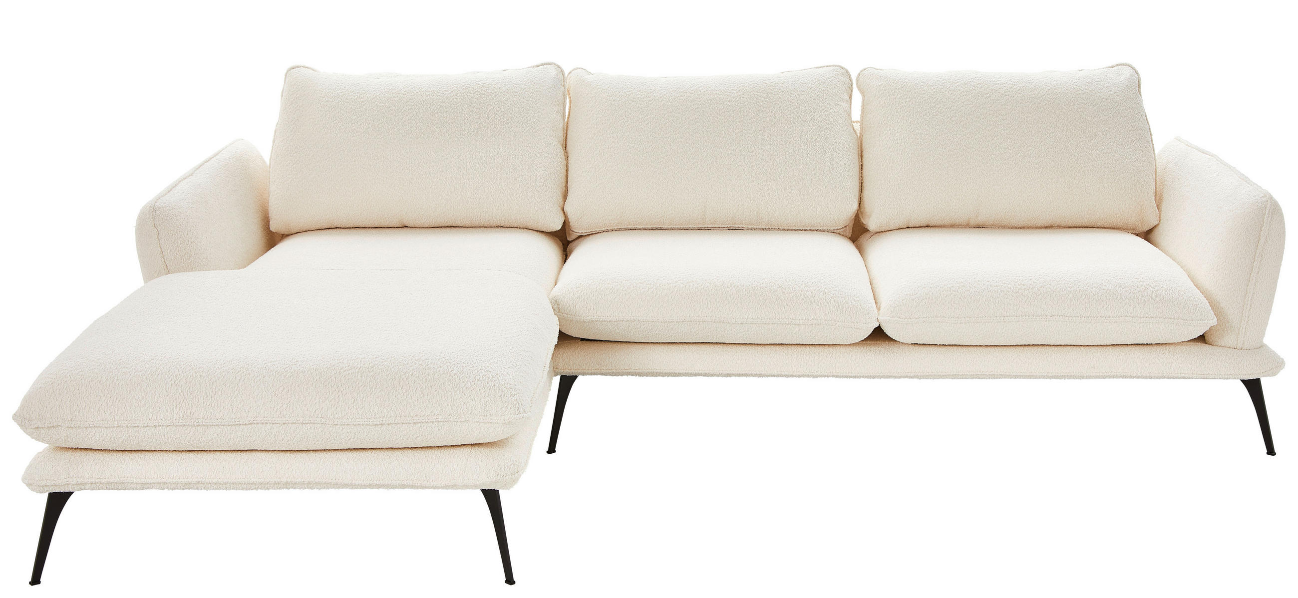 HÖRNSOFFA i bouclé cremefärgad  - svart/cremefärgad, Design, metall/textil (194/279cm) - Best Price