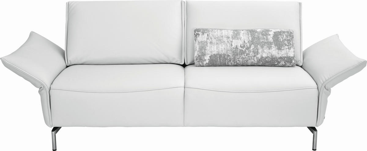 2,5-SITZER Echtleder Weiß  - Weiß/Nickelfarben, Design, Leder/Metall (200/107/88cm) - Koinor